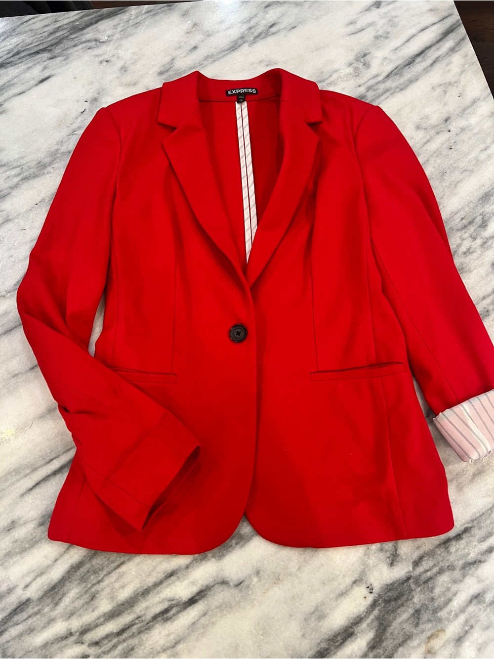 Express Women's Vibrant Red Single-Button Blazer